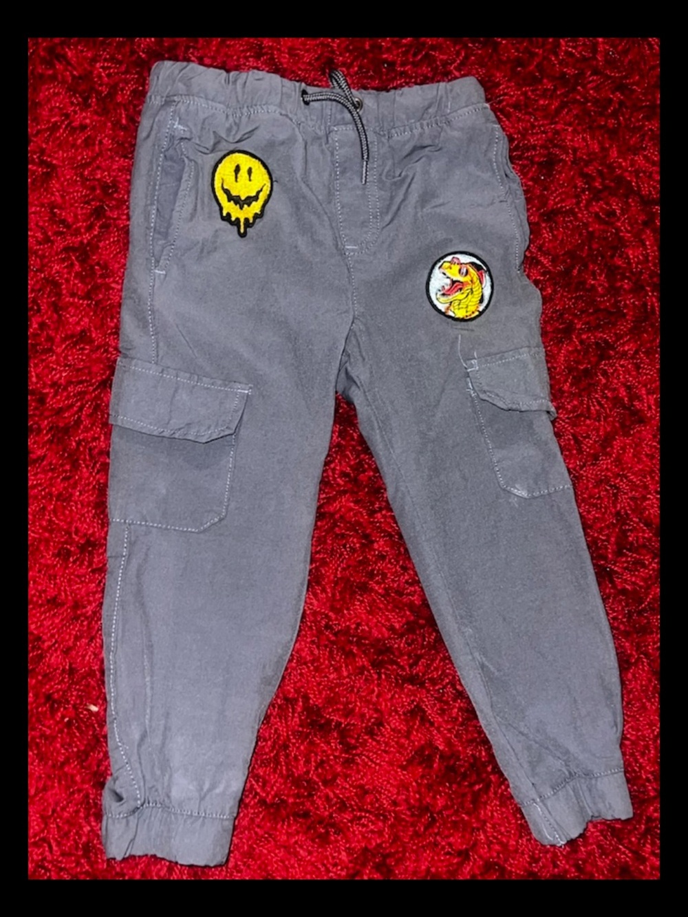 Kids Gray Patch Cargo Joggers